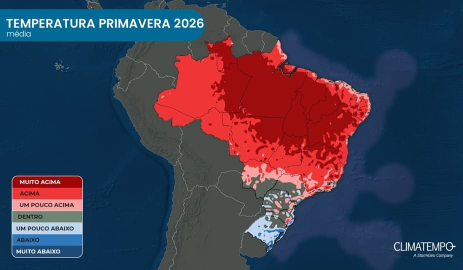 Imagem da notícia Primavera 2026: previsão do clima em todas as regiões do Brasil