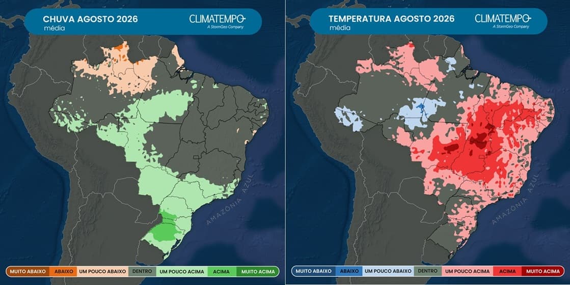Imagem da notícia Clima no Brasil em agosto de 2026 Imagem da notícia Clima no Brasil em agosto de 2026